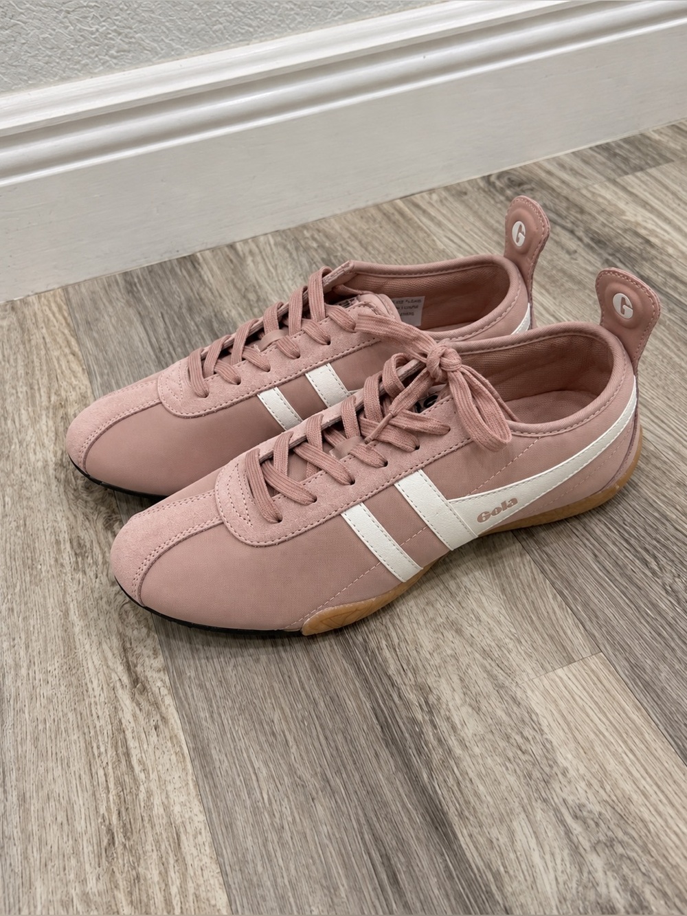 Gola Women's Blush Pink Retro Sneakers with White Stripes